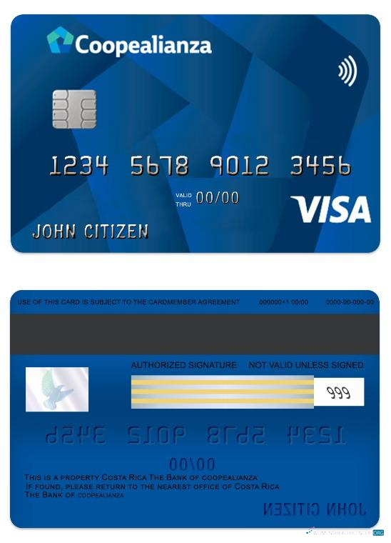 Download Costa Rica Coopealianza visa classic card Photoshop template
